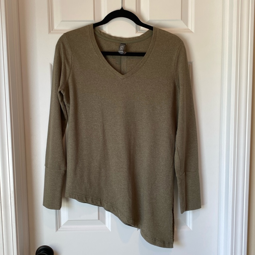 Mountain Hardwear Knit V Neck Long Sleeve Tee Shirt‎ T-Shirt Top - Small - Green